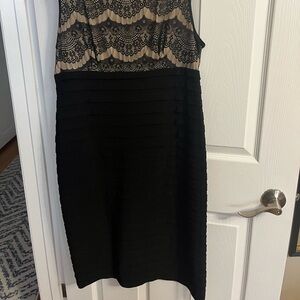 Elegant Black and Cream Lace Dress